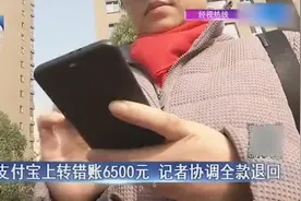 支付宝上转错账6500元 记者协调全款退回视频封面