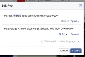 Facebook增加新选项 让页面管理员用读者母语撰写帖子图片