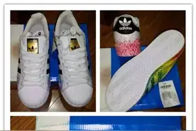 100 顺丰到付 贝壳头 41码 三叶草贝壳头 板鞋 彩虹泼墨图片