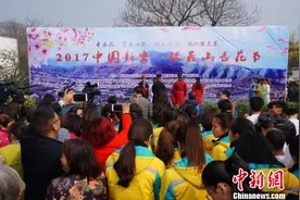 河南新密万亩野杏花怒放 古装爱好者盛装宣传传统文化图片