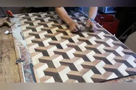 国外老木匠演示如何制作3D效果木纹镶嵌