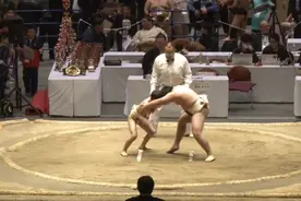 永不言弃！日本儿童相扑赛小个子扳倒大块头。视频封面