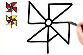 教小朋友画漂亮的风车玩具，颜料笔涂上各种颜色视频封面