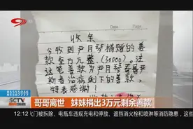 哥哥离世 妹妹捐岀3万元剩余善款视频封面