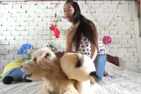 表姐在家中与狗玩耍，狗狗不搭理她，看起来真沮丧视频封面