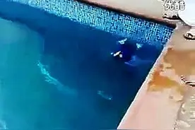 阿拉伯人教宝宝游泳的方式真是惊人，宝宝真的能接受了吗！图片