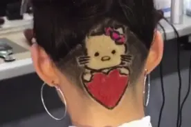 美女连发型都要刻上hello kitty，太潮了！