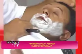 巴西恶搞-坏老头假扮理发师给顾客刮胡子-把顾客下尿了视频封面