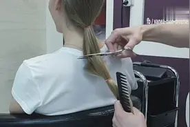 美女超长头发被理发师刀剪掉，最后竟然意外的美！视频封面