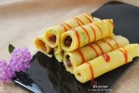 腊肠鸡蛋卷#急速早餐#图片