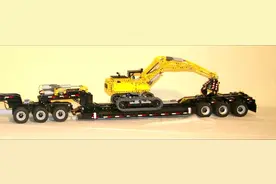 强大的乐高工程卡车挖掘机，还能升降的