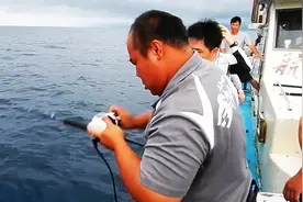 钓获一条大魟鱼，搏斗一个多小时终于拉上岸图片