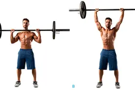 三角肌训练绝佳 站姿杠铃上举图片