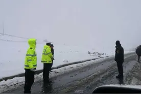 折多山突降大雪 小车必须挂链才可通行图片