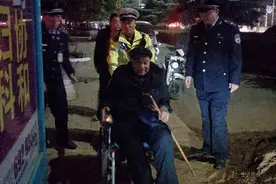 郑州一老人坐轮椅去看戏途中摔翻 交警忙扶起送到戏场图片