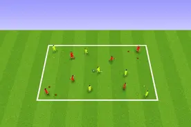 「教练角」足球技术：4球门4V4对抗赛图片