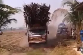 国外小伙驾驶超载大货车上小陡坡，接下来一幕尴尬了视频封面