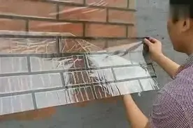 真石漆施工胶带 仿砖胶带施工过程