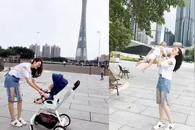 谢杏芳重回颜值巅峰，带儿子游珠江，身材修长美翻了视频封面