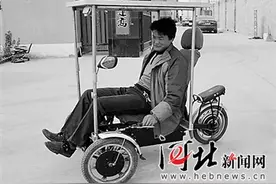 河间一农民“很拉风” 用废品造出太阳能电三轮图片