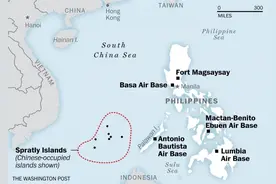 美媒列地图说明美驻菲军事基地距离南海之近图片