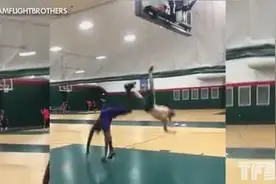 史上最肮脏球场犯规！双方空中暴力对摔！看着都疼！图片