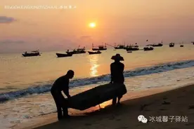 醉享三亚波波利海岸夕阳下的渔光曲图片