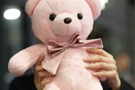 王丽坤举小熊玩偶俏皮挡脸 吐舌可爱清新甜美视频封面