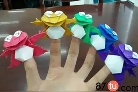 亲子手工立体小青蛙折纸图解教程图片