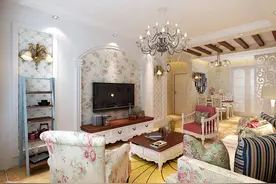 新婚小夫妻6.8万装修东方新天地92平田园风格两居室清新美家图片