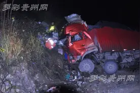 贵州平塘一满载副食品货车路滑发生侧翻 消防紧急救援图片