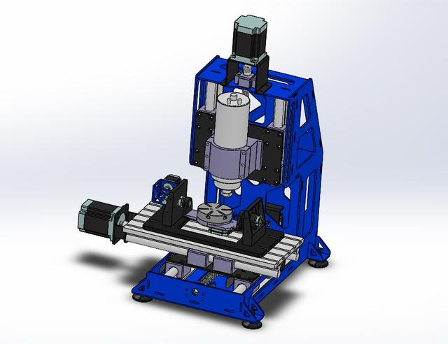 小型五轴雕刻机模型3d纸 solidworks设计