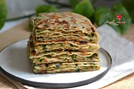 春季家常美食，韭菜猪肉千层饼，壮阳气，舒肝气！开胃！图片