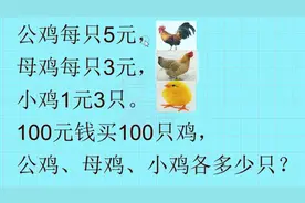 百钱百鸡的故事，让小学生也能听明白，会计算