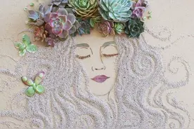用路边捡来的树枝、花朵拼凑的人物画，每一幅都美呆了图片