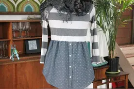 T恤加上衬衫改造成唯美清新包臀裙改造手工diy教程图解图片