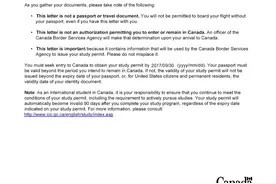 加拿大学生签证申请：关于获签信和海关信图片