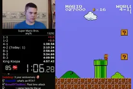 超级玛丽最快通关记录 4分57秒41通关超级玛丽视频图片