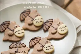 卡通动物立体饼干--打伞的龙猫饼干图片