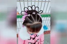 女童古装个性发型，原来这样容易弄，太好看了，慢动作教程