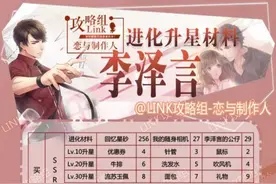 《恋与制作人》男主进化材料有哪些 李泽言进化材料一览图片