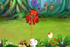 喜羊羊疯狂套牛，这4头牛跑的真快，尤其红色太难套住了！