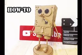 diy 用快递纸盒 做了一个海绵宝宝视频封面