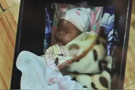 4月女婴被弃路边送福利院 躺盒子里不哭不闹不停玩手图片