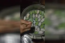 妈妈包的菠菜牛肉饺子，放冰箱里冷冻，蒸一下超级好吃