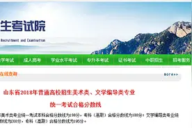 2018年山东省普通高校招生美术类、文学编导类专业统考合格线公布图片