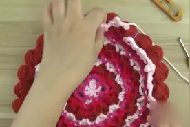 钩针编织教程 莲花渐变坐垫教程 6