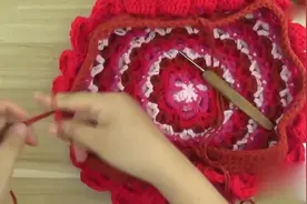 钩针编织教程 莲花渐变坐垫教程 7