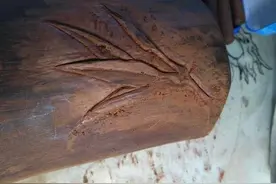 手工雕刻红木笔筒，附过程！图片