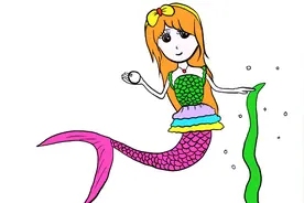 美人鱼珍珠公主卡通版丨2分钟绘画教程、教小朋友画童话故事人物